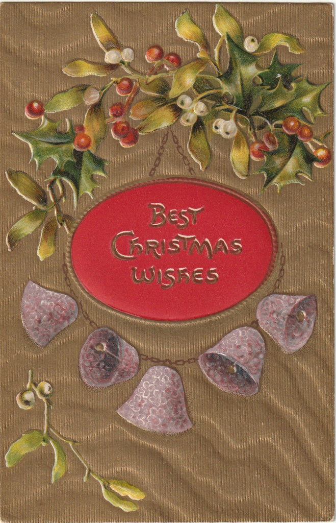Best Christmas Wishes - Mistletoe - Postcard, c. 1900s