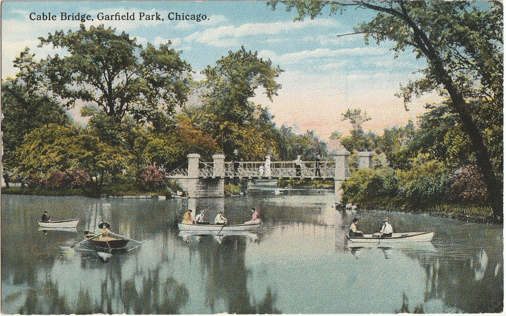 Cable Bridge - Garfield Park, Chicago, IL - Postcard, c. 1900s