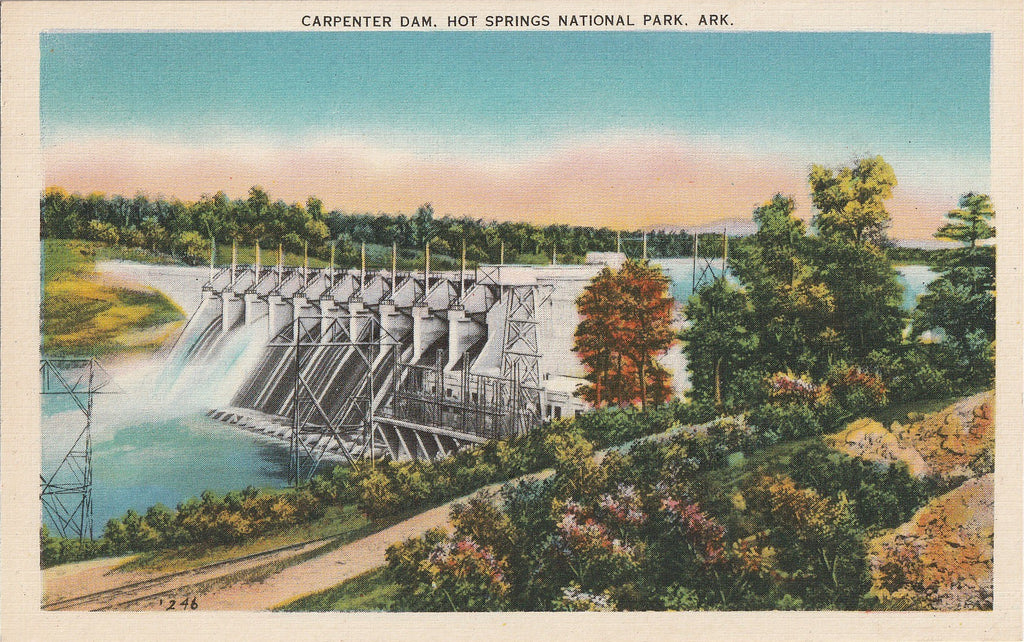 Carpenter Dam - Hot Springs National Park, Arkansas - Postcard, c. 1950s
