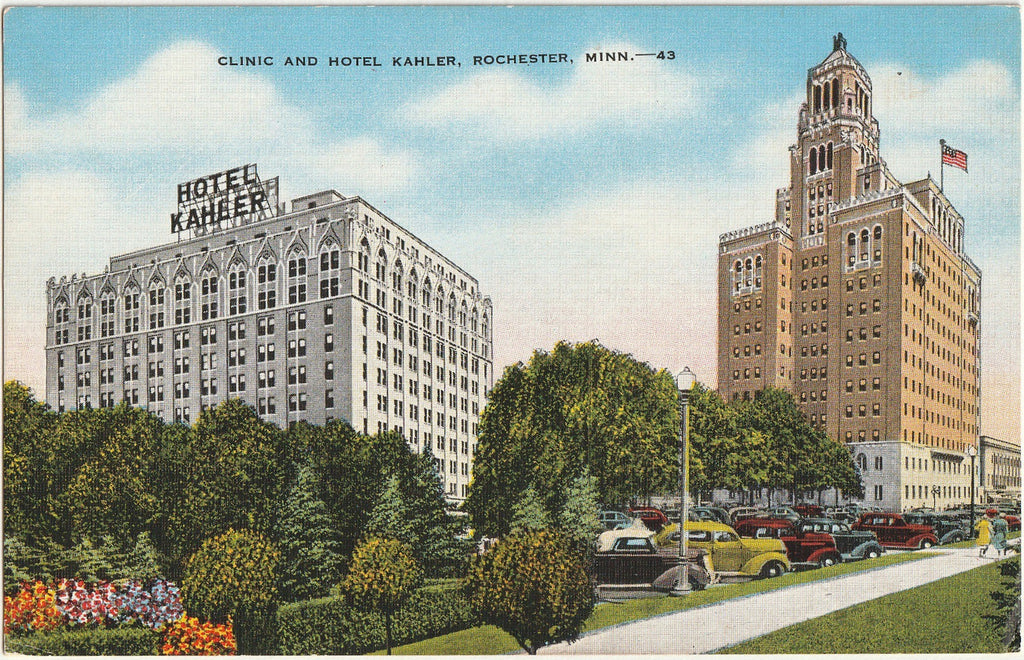 Mayo Clinic and Hotel Kahler - Rochester, MN - Postcard, c. 1930s