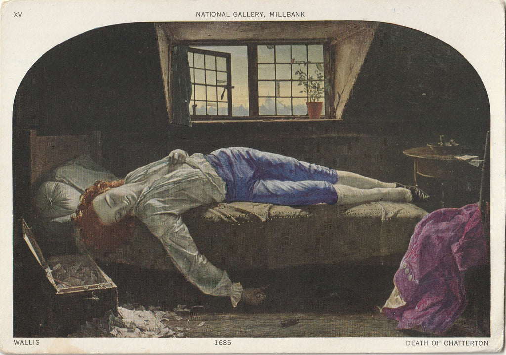 Death of Chatterton - Wallis, 1685 - National Gallery, Millbank - Vintage Postcard