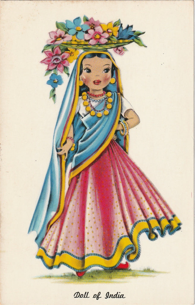 Doll of India - Dolls of Many Lands - Postcard, c. 1950s