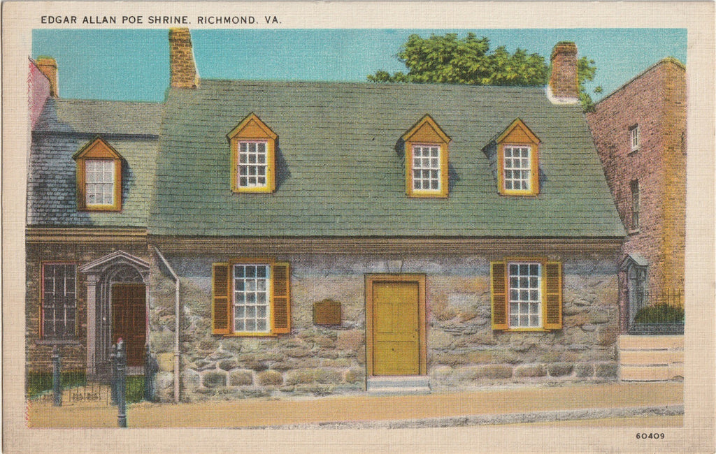 Edgar Allan Poe Shrine - Richmond, Virginia - Postcard, c. 1940s