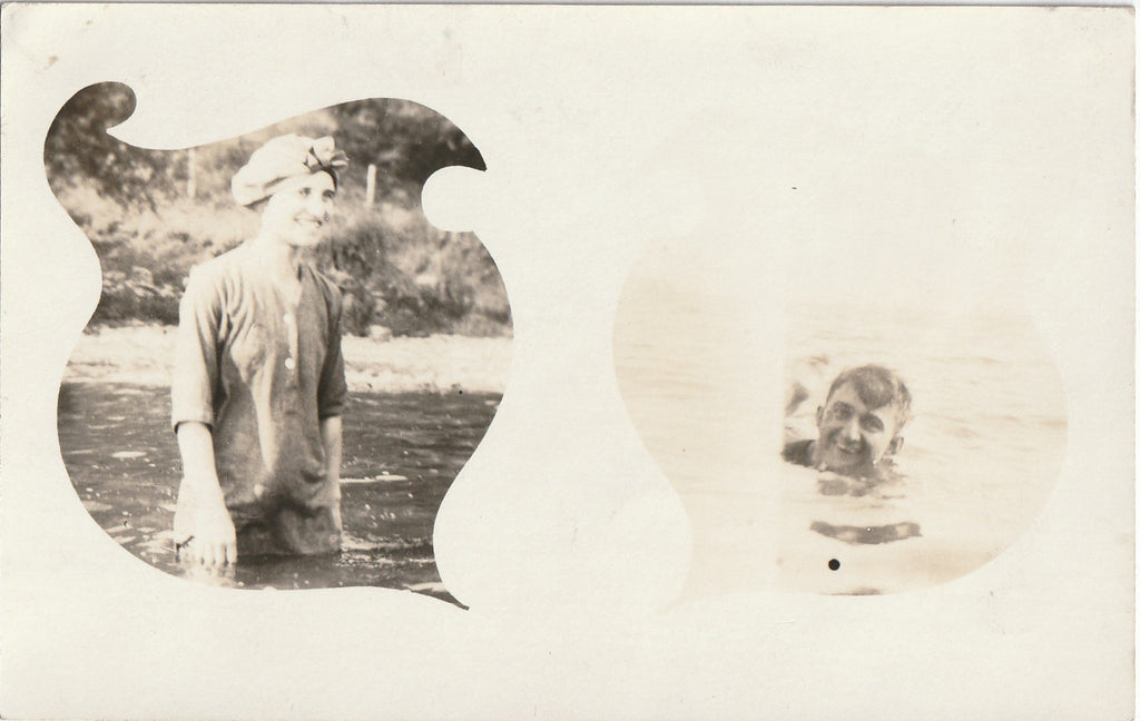 Gertrude & Fred Go Swimming - RPPC, c. 1910s