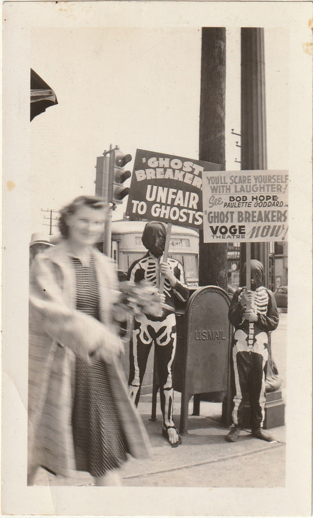 Ghost Breakers - Unfair to Ghosts - Skeletons on Picket Line - Voge Theatre - Snapshot, c. 1940s