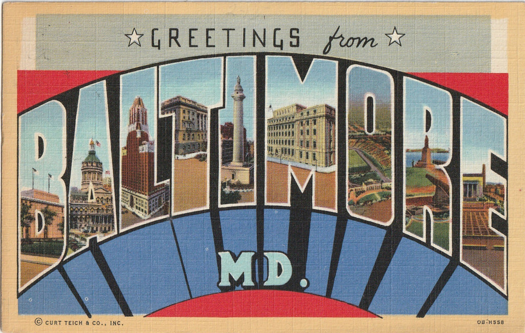 Greetings from Baltimore, Maryland - Postcard, c. 1940s