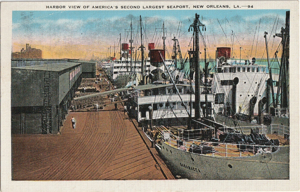 Harbor View of America's Second Largest Seaport - New Orleans, LA - Postcard, c. 1930s