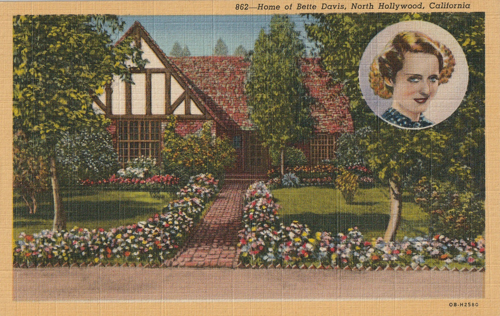 Home of Bette Davis - North Hollywood, California - Postcard, c. 1940s