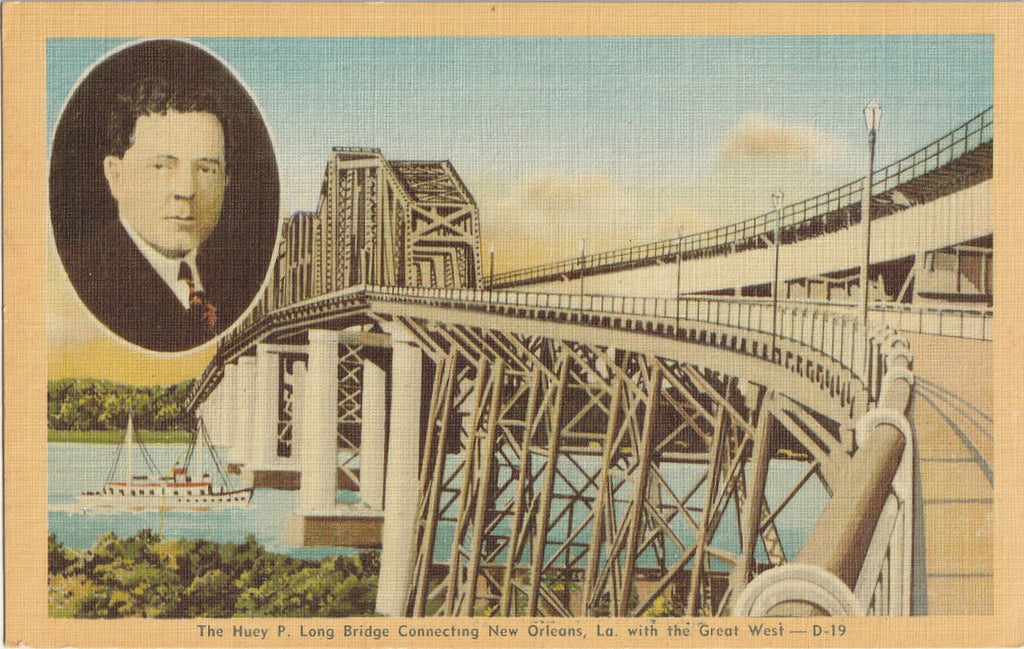 Huey P. Long Bridge - New Orleans, LA - Postcard, c. 1930s