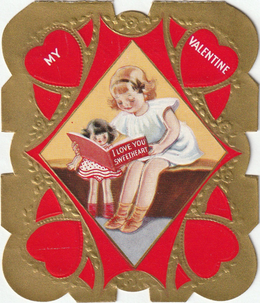 I Love You Sweetheart - Doll Valentine - Card, c. 1930s