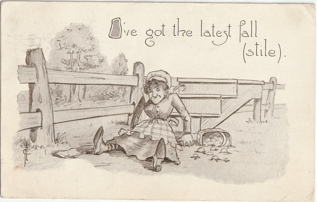 I've Got the Latest Fall Stile - Frederick L. Cavally - Postcard, c. 1910s