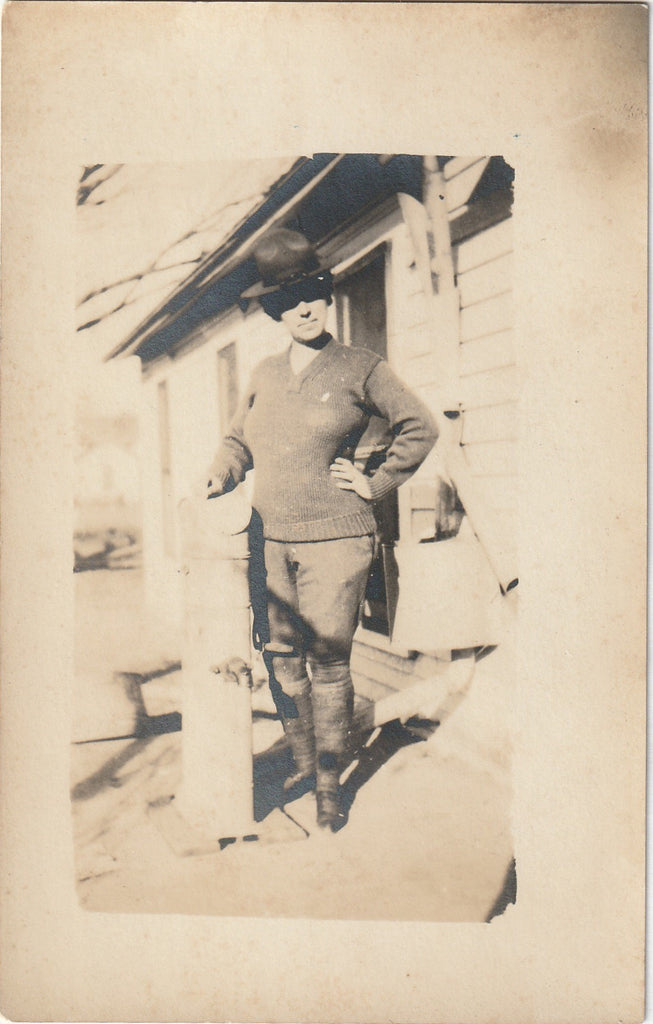 Lady Doughboy - WWI Military - Woman in Soldier's Uniform - RPPC, c. 1910s