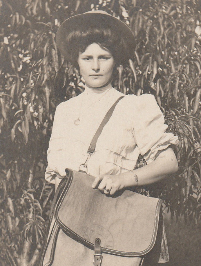 Edwardian Lady Postal Worker Delivering U.S. Mail - RPPC, c. 1900s