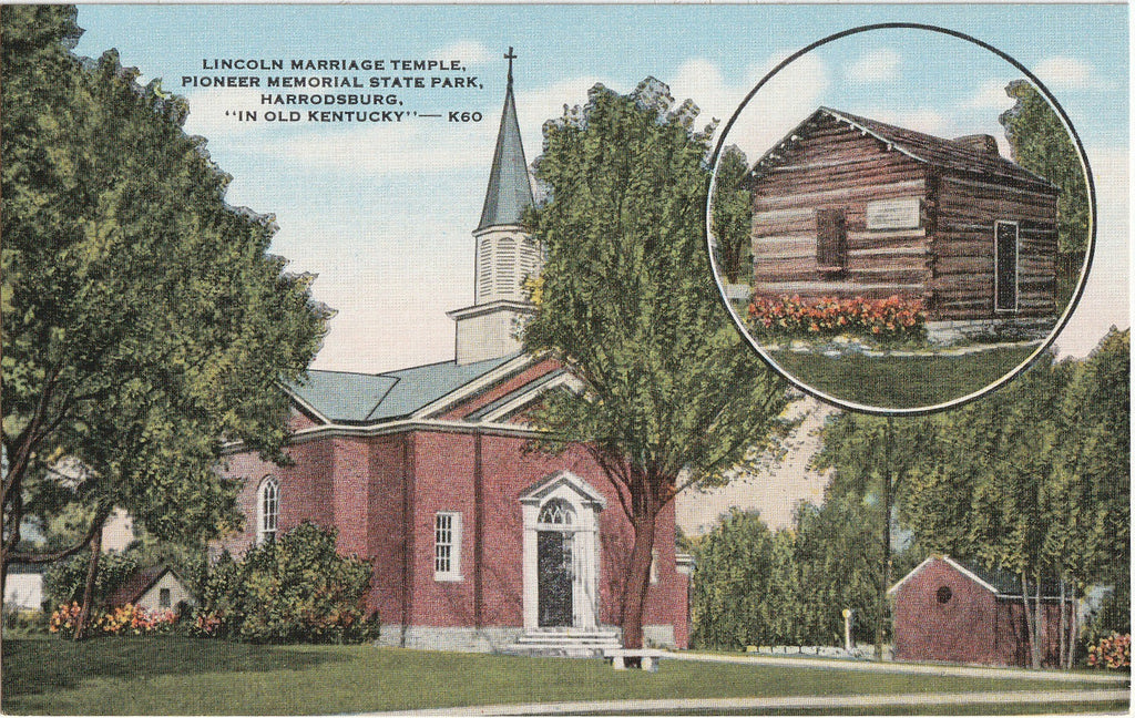 Lincoln Marriage Temple - Pioneer Memorial State Park - Harrodsburg, KY - Postcard, c. 1930s