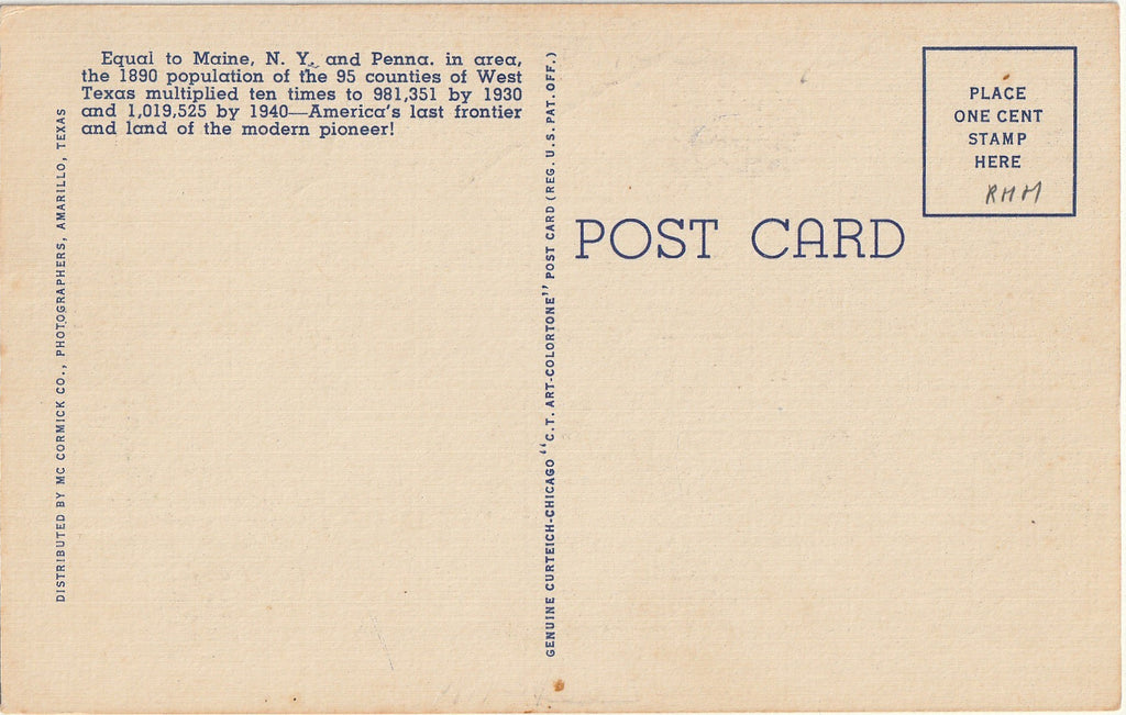 Little Pets of West Texas - Prairie Dog, Ringtail, Jack Rabbit, Armadillo, Skunk, Diamond-Back Terrapin - Postcard, c. 1943