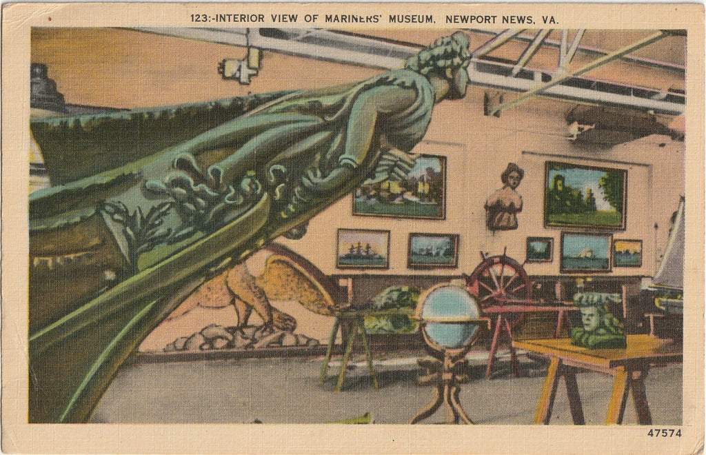 Mariners' Museum - Newport News, Virginia - Postcard, c. 1940s