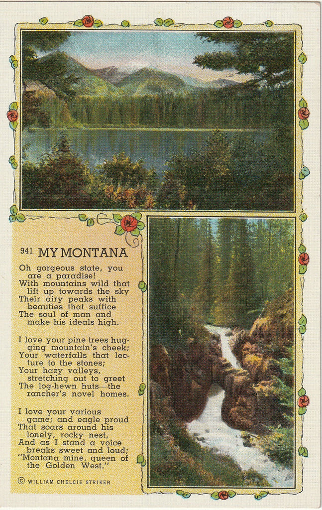 My Montana - Poem by William Chelcie Striker - Postcard, c. 1940s