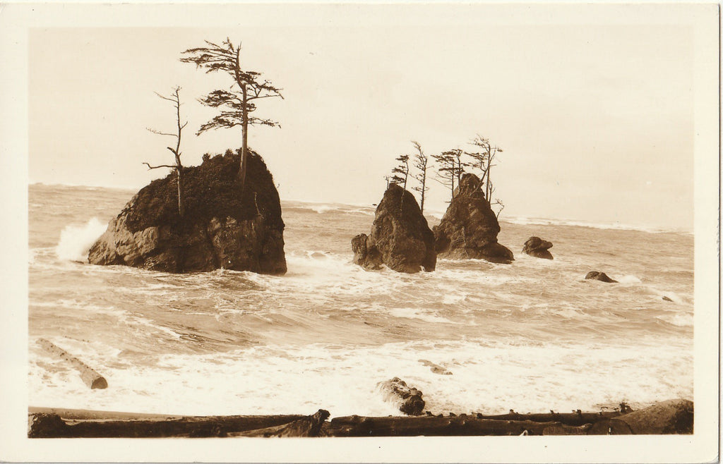 Near Haystack Rock, Oregon - RPPC, c. 1930s