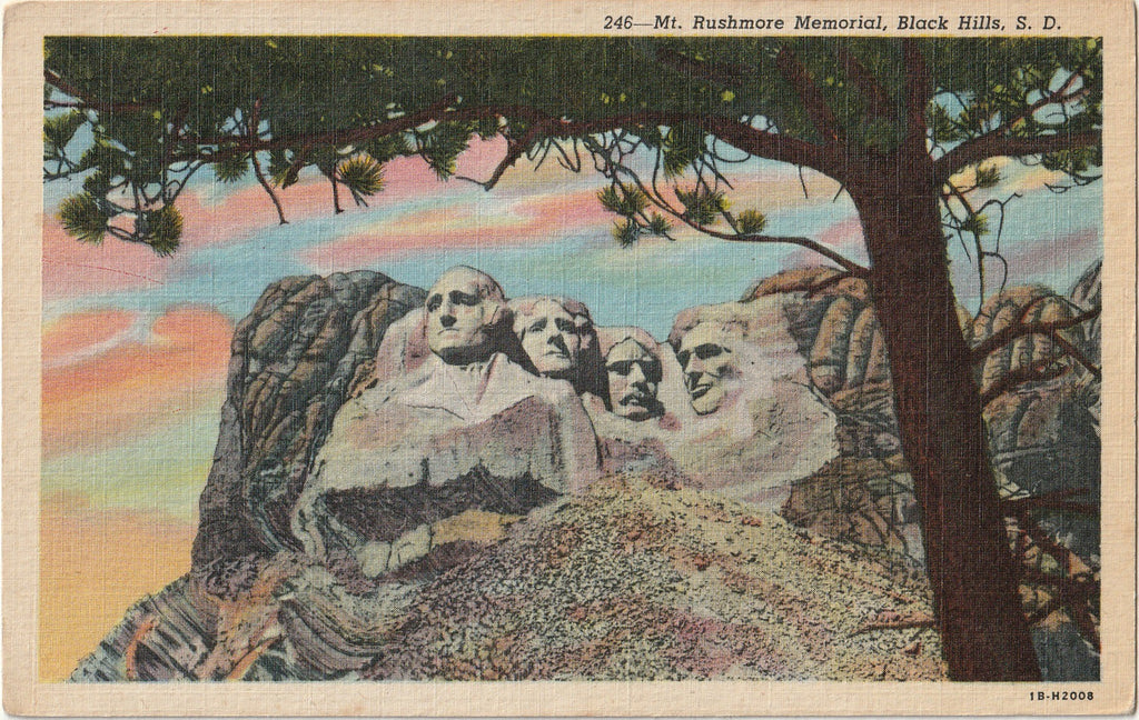 Sunrise on Mt. Rushmore Memorial - Black Hills, South Dakota - Postcard, c. 1930s
