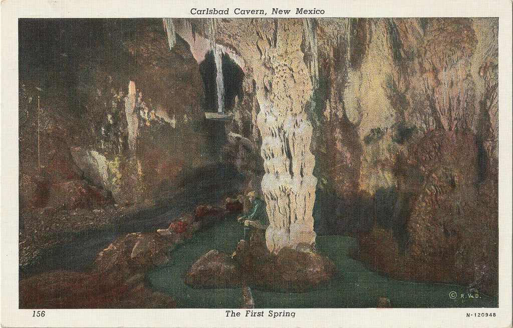 The Devil's Spring - Carlsbad Cavern, New Mexico - Postcard, c. 1940s