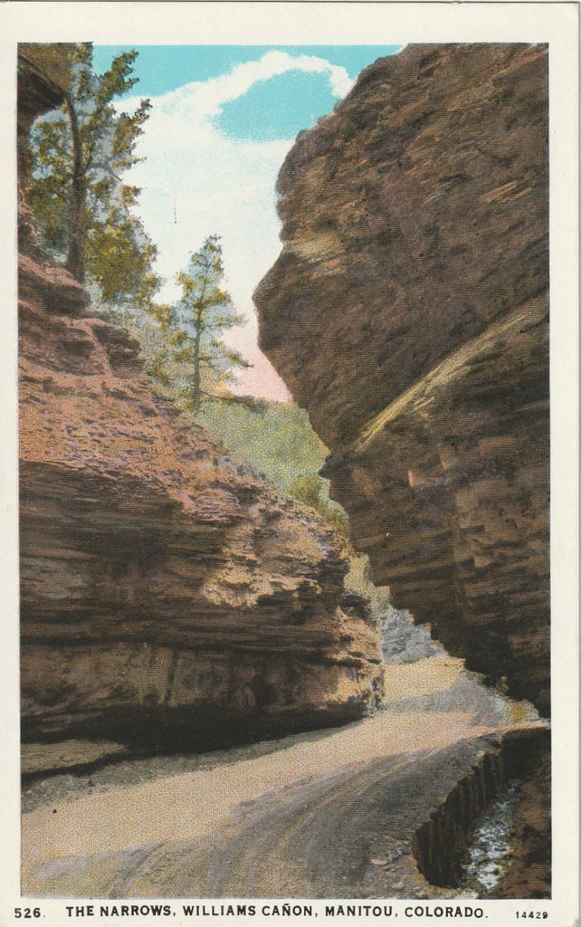 The Narrows - Williams Canyon - Manitou Springs, Colorado - Postcard, c. 1920s
