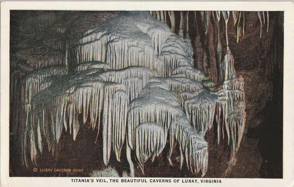 Titania's Veil - Beautiful Caverns of Luray, Virginia - Postcard, c. 1920s