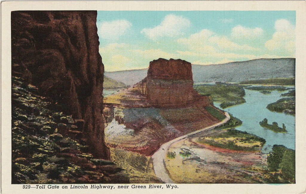 Toll Gate on Lincoln Highway - Green River, Wyoming - Postcard, c. 1940s