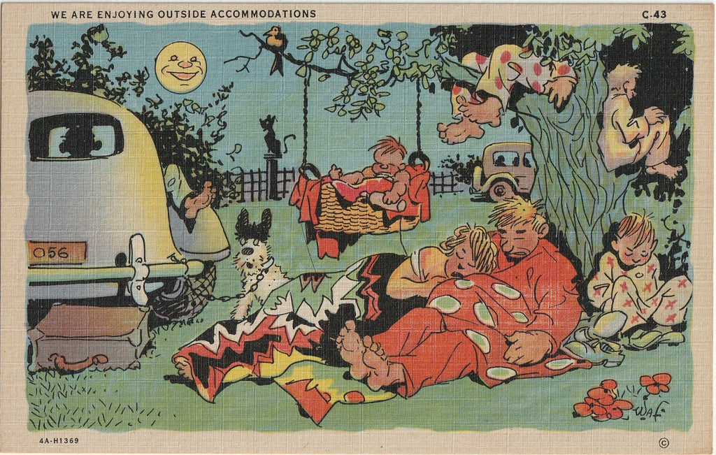 We Are Enjoying Outside Accommodations - Comic Postcard, c. 1940s