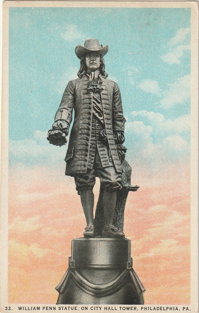 William Penn Statue on City Hall Tower - Philadelphia, Pennsylvania - Postcard, c. 1920s