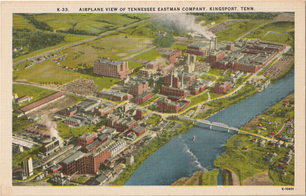 Airplane View of Tennessee Eastman Company - Kingsport, TN - Postcard, c. 1940s