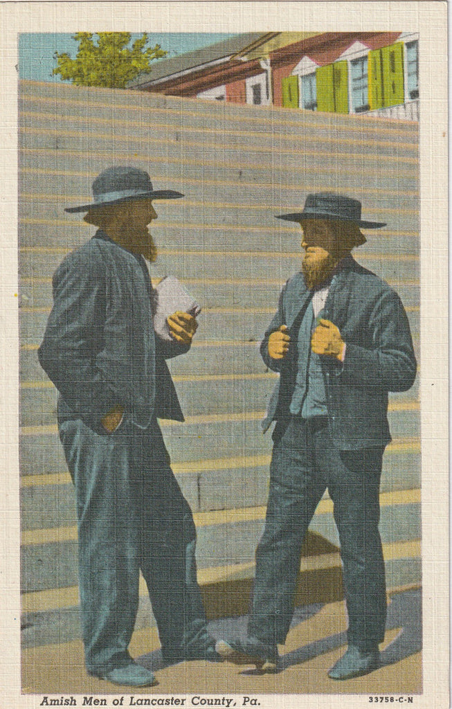 Amish Men of Lancaster County Pennsylvania Postcard