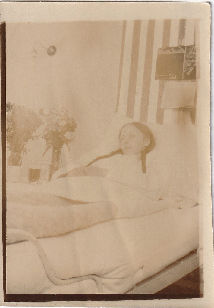 Bedridden Woman 1910s Antique Photo