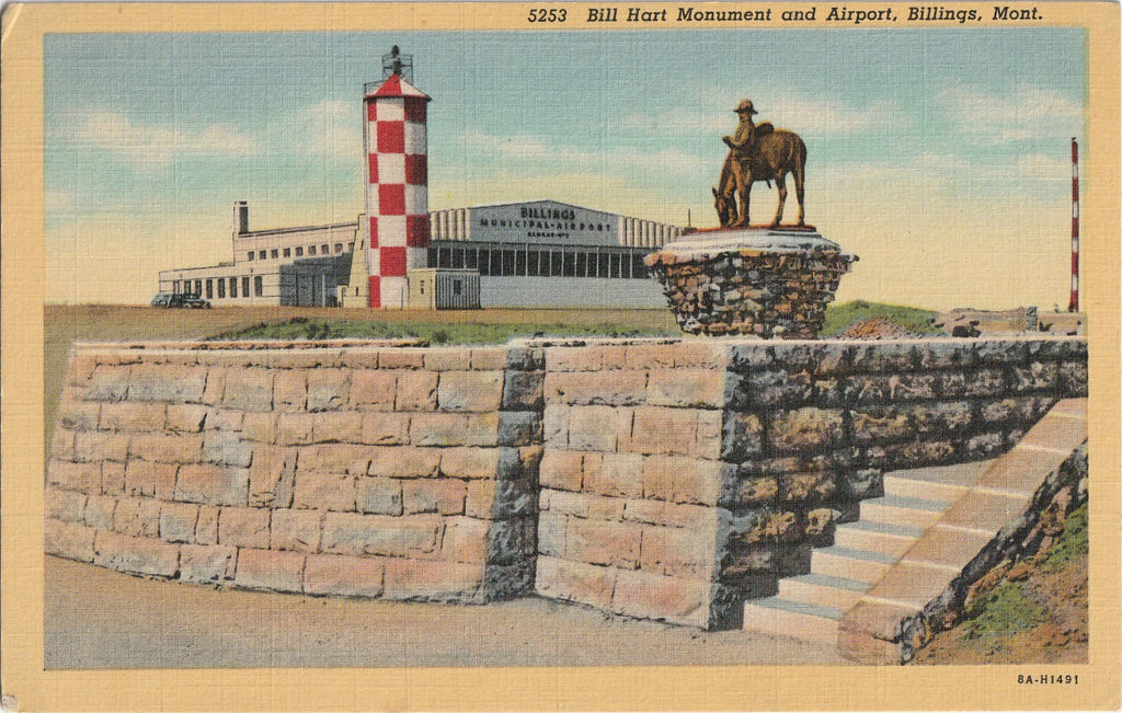 Bill Hart Monument Airport Billings Montana Postcard