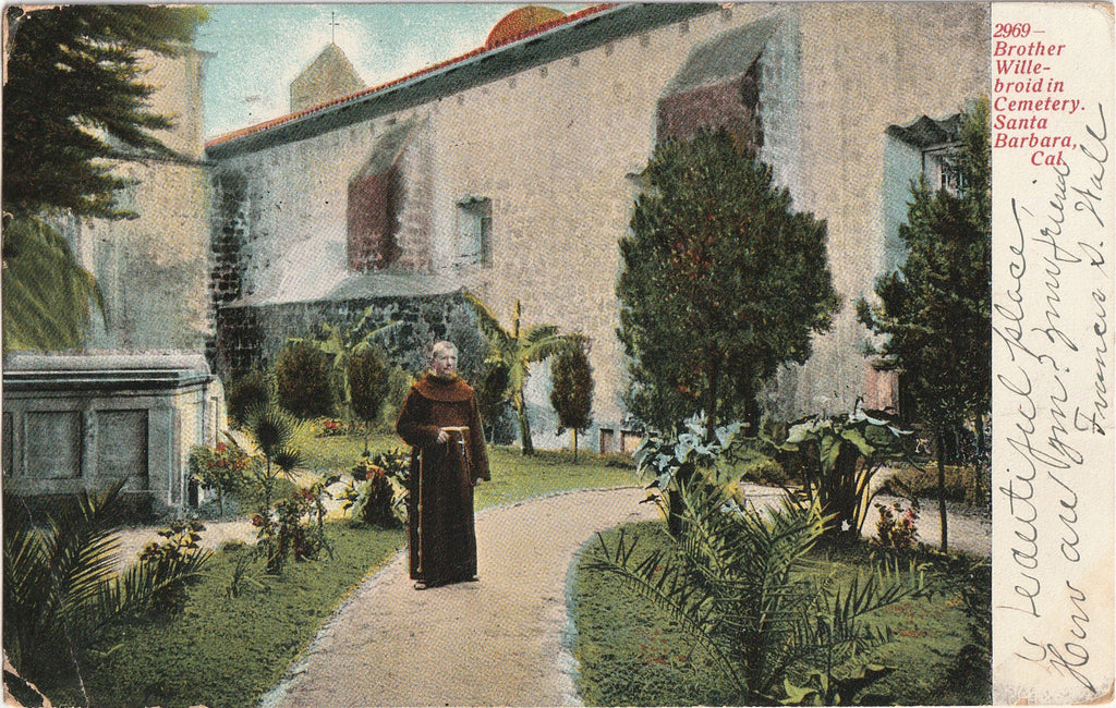 Brother Willebroid in Cemetery Santa Barbara California Postcard