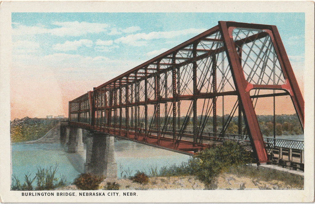 Burlington Bridge - Nebraska City, NE - Postcard, c. 1920s