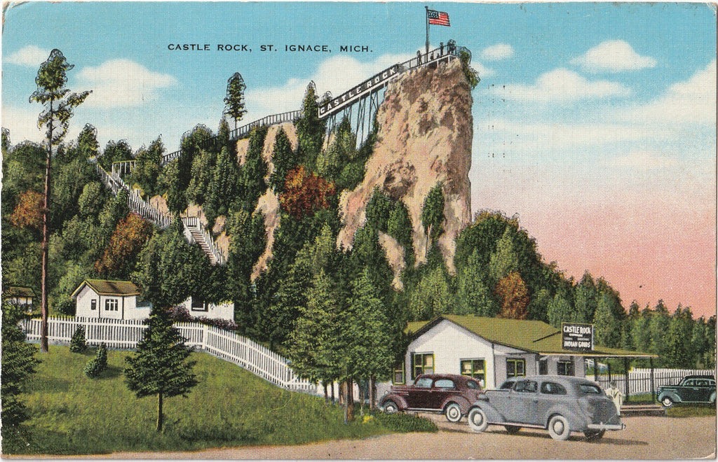 Castle Rock - St. Ignace, Michigan - Postcard, c. 1940s