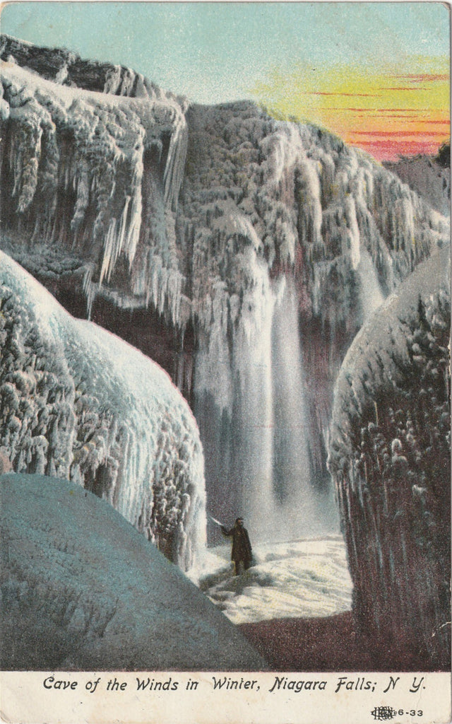 Cave Of The Winds Niagara In Winter Antique Postcard