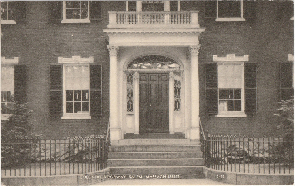 Colonial Doorway Salem Massachusetts Postcard