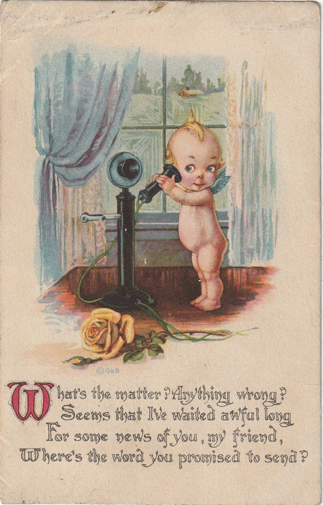 Cupid Calling - Postcard, c. 1910s