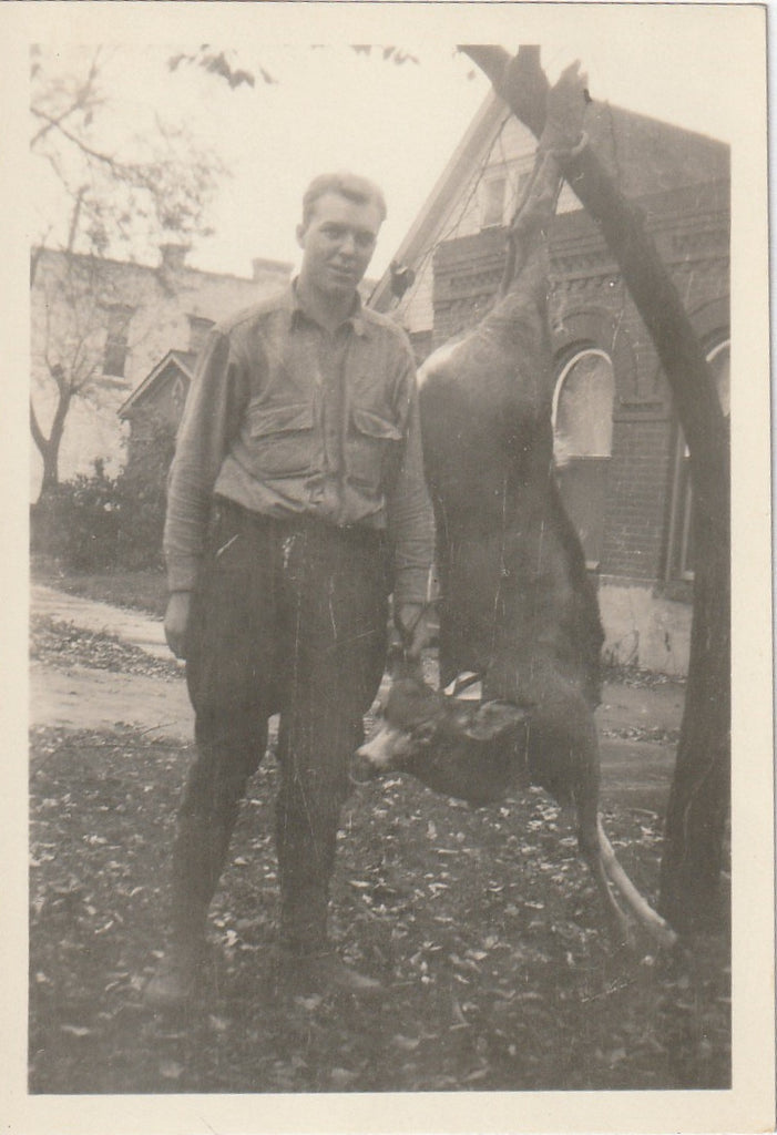 Deer Hunter and Buck - Snapshot, c. 1928
