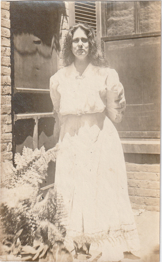 Drenched in Sunlight Edwardian Woman and Ferns Snapshot
