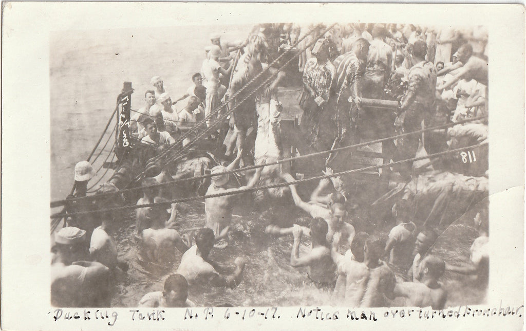 Ducking Tank - King Neptune Line Crossing Ceremony - WWI Navy - RPPC, c. 1917