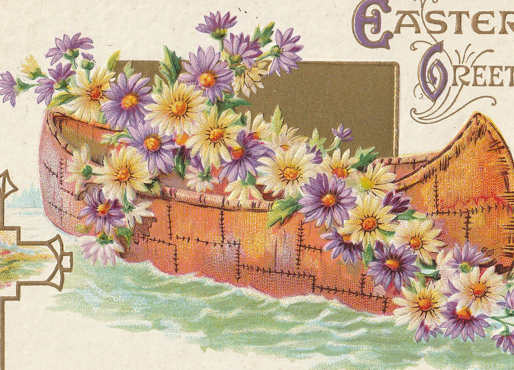 Easter Canoe E Nash Antique Postcard Close Up 2