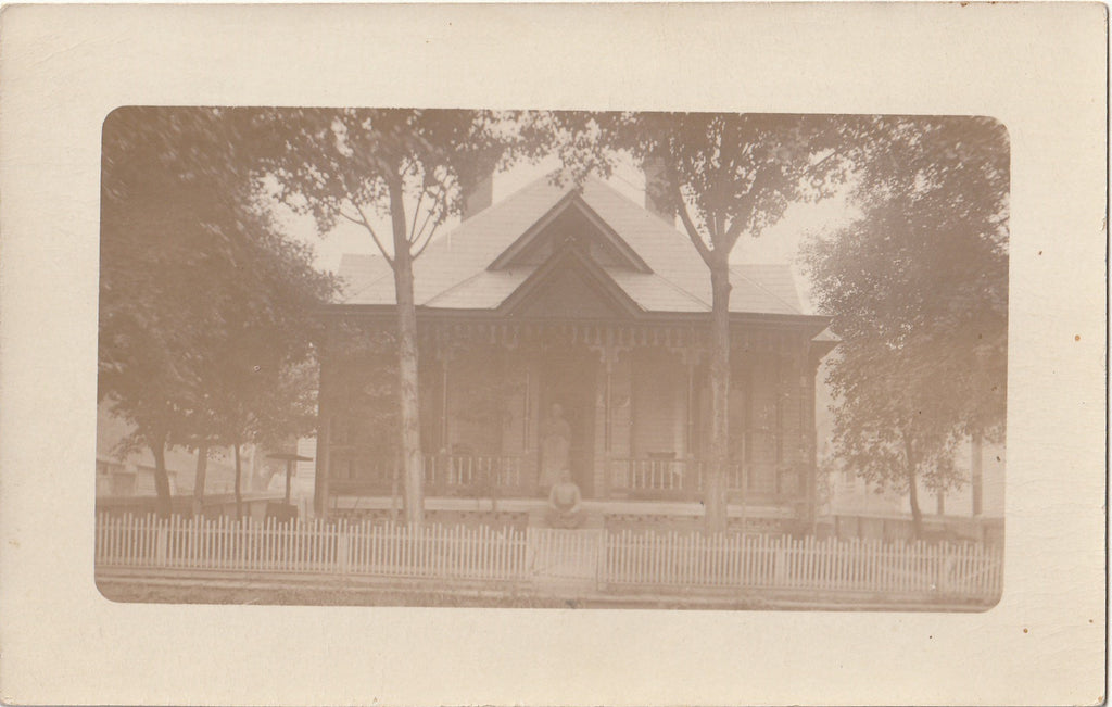 Edwardian House - Picket Fence - RPPC, c. 1900s