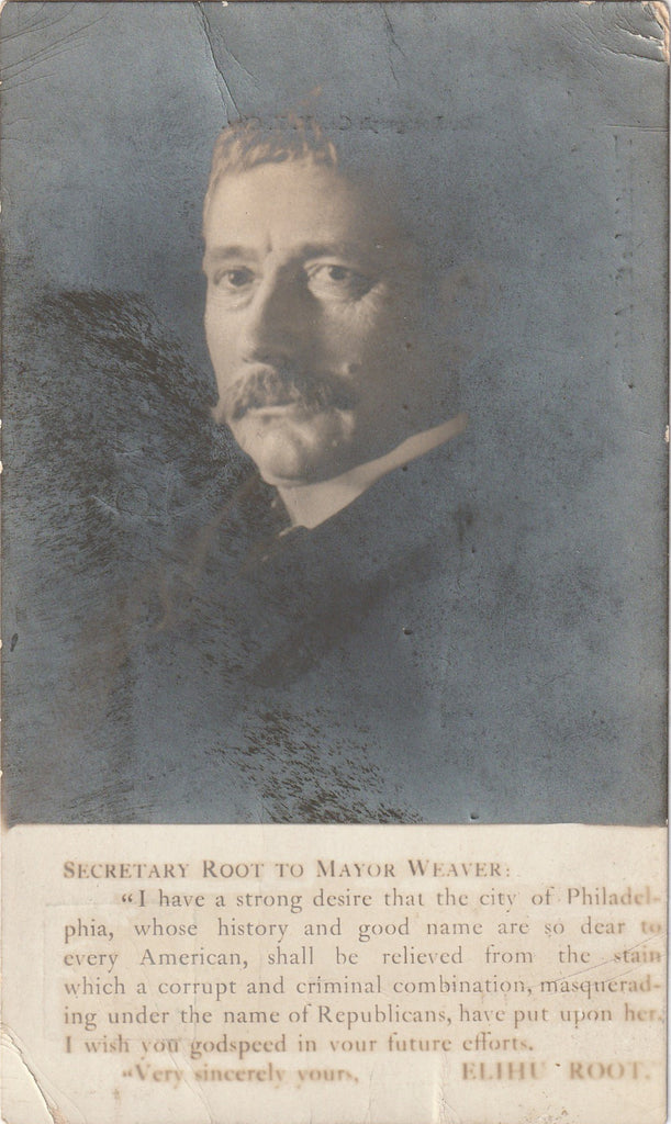 Elihu Root to Mayor Weaver Rotograph RPPC 1905
