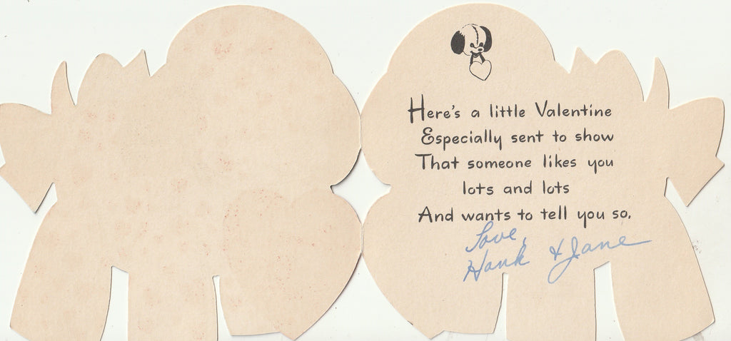Especially For You - Stuffed Animal - Valentine Card, c. 1950s - Inside