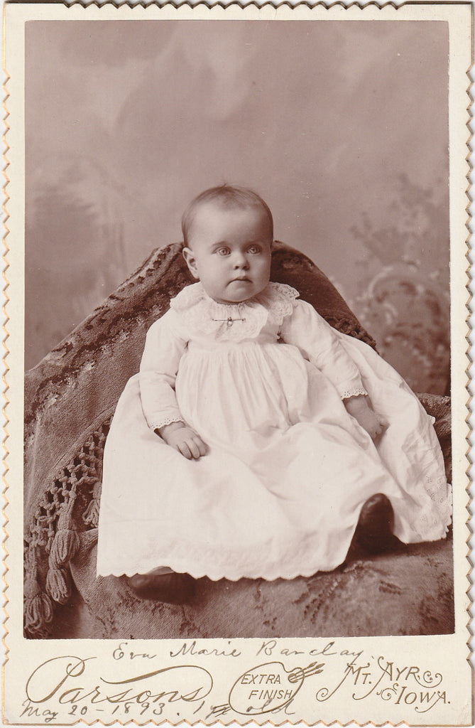 Eva Marie Barclay - Mt. Ayr, Iowa - Cabinet Photo, c. 1893