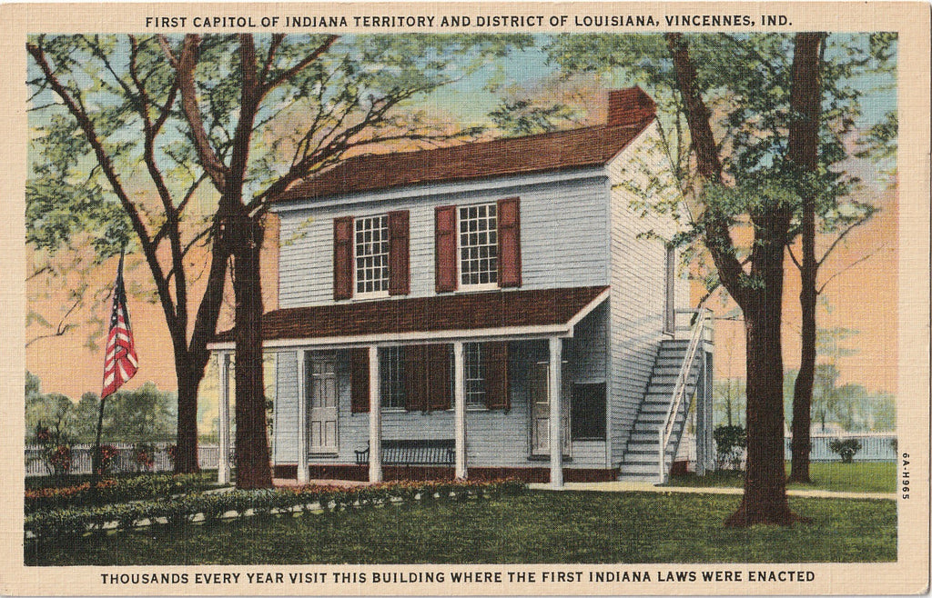 First Capitol of Indiana Territory Vincennes Vintage  Postcard