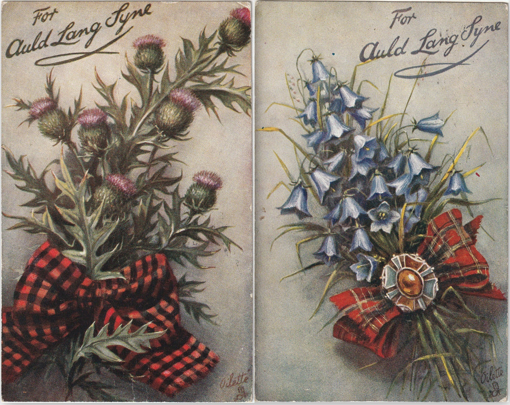 For Auld Lang Syne - Raphael Tuck & Sons Oilette - SET of 2 - Postcards, c. 1900s