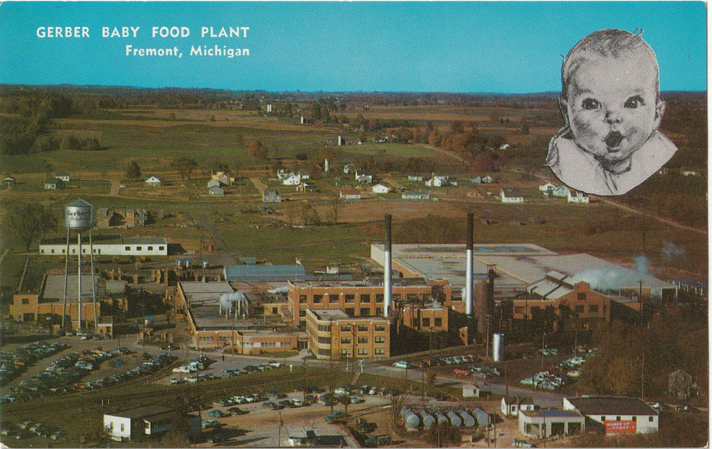 Gerber Baby Food Plant Fremont Michigan Postcard, c. 1950sGerber Baby Food Plant Fremont Michigan Postcard, c. 1950s